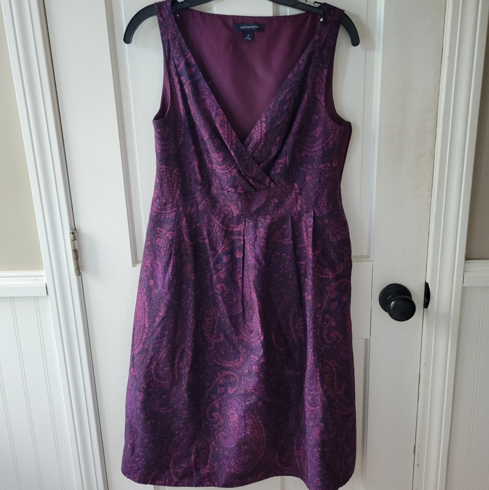 Cute purple, navy blue and black print Land's End Dress